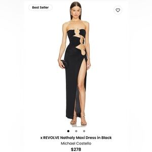 Michael Costello Black and White Asymmetrical Strapless Gown